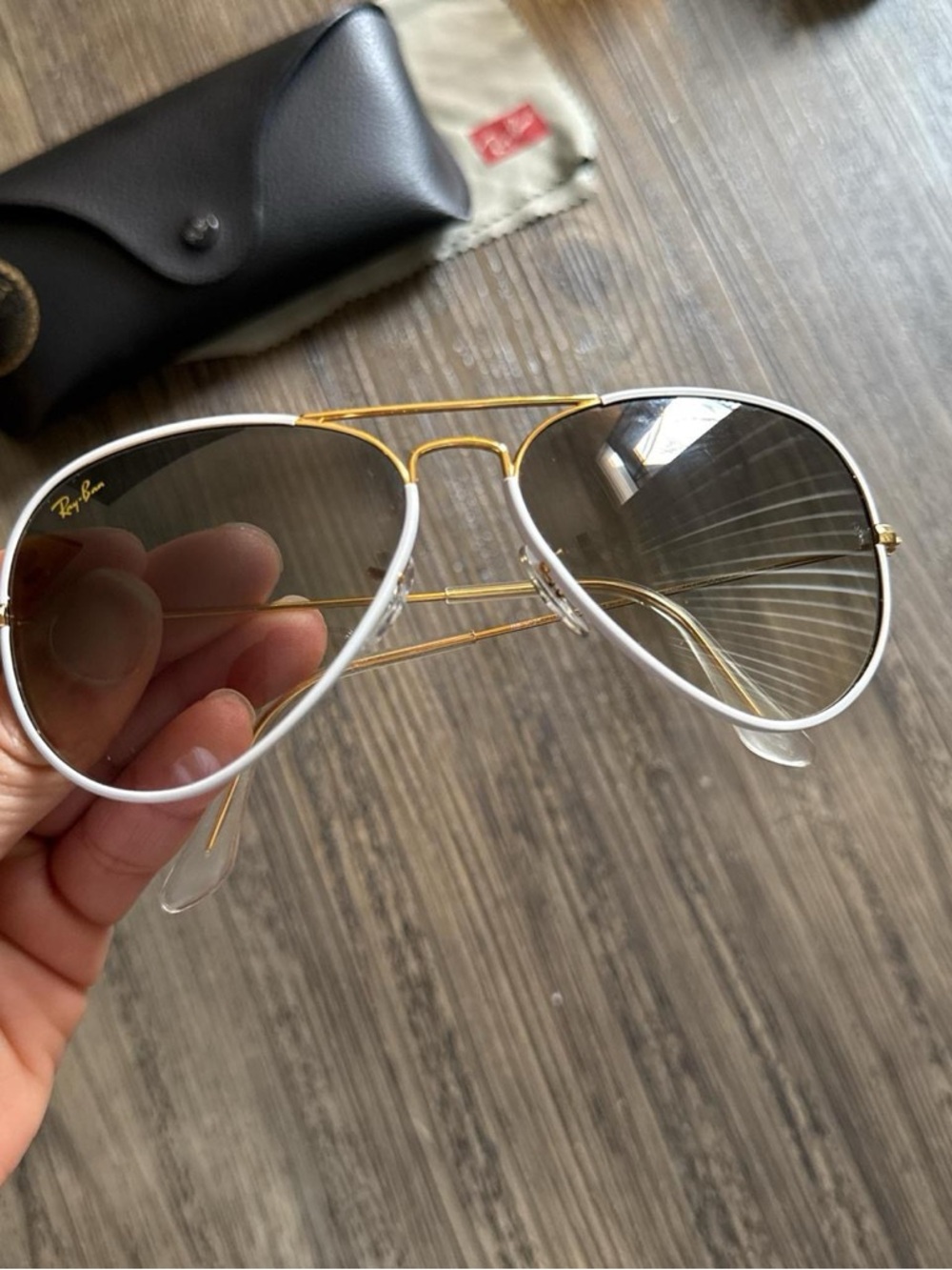 Ray-Ban Gold Frame with White Rim Aviator Sunglasses